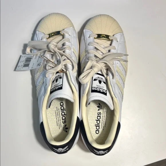 Adidas White and Cream Superstar Sneakers - Picture 6 of 7